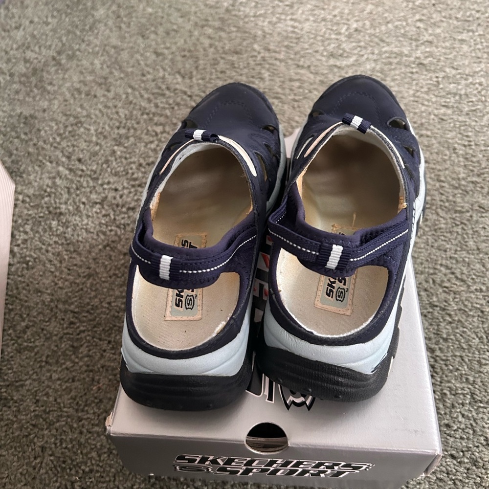 Skechers Navy and White Slip-On Mary Jane Comfort Shoes